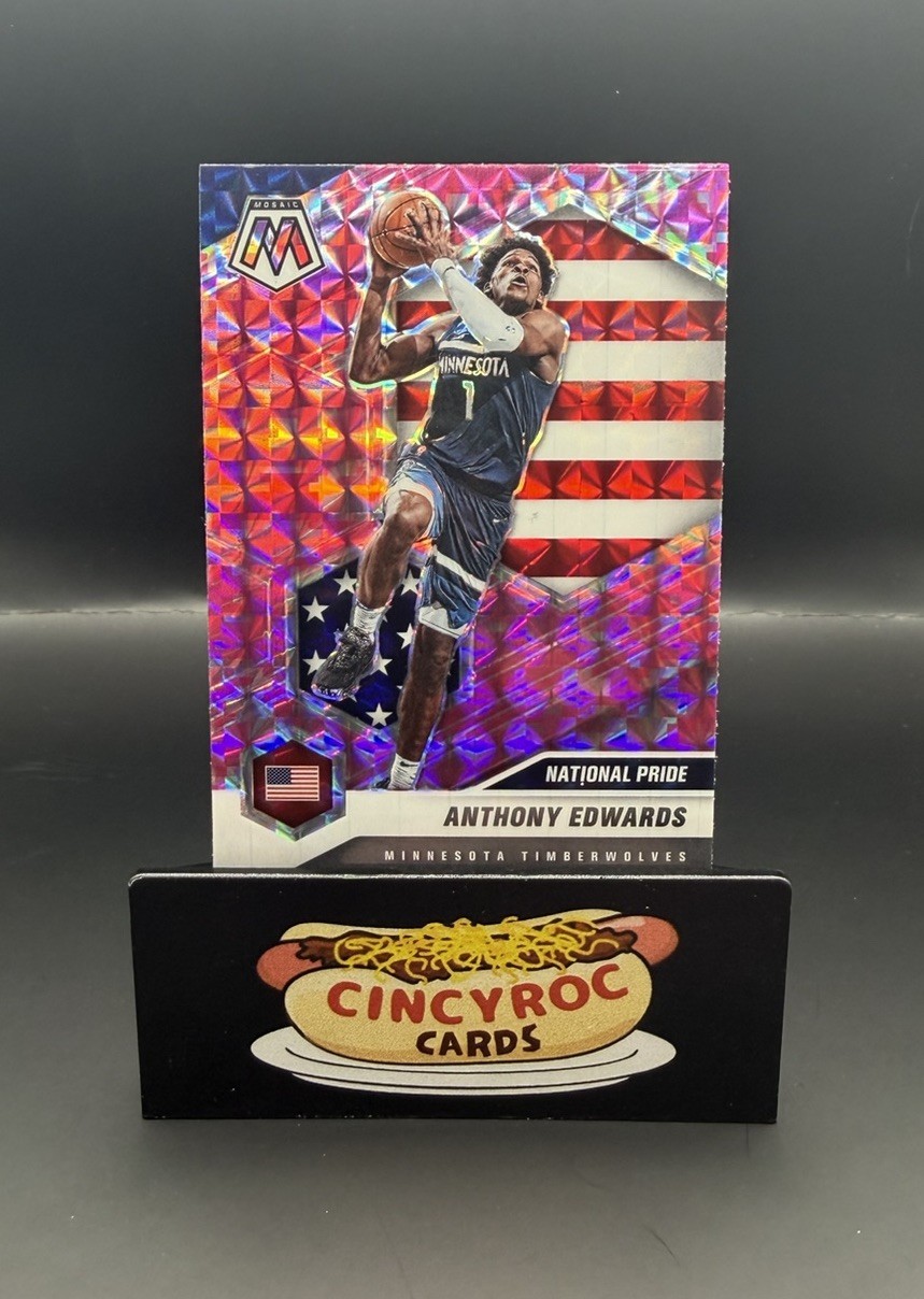 2020-21 Panini Mosaic Anthony Edwards National Pride #252 Pink Camo Mosaic RC