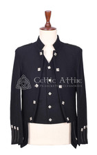 Scottish Black Wool Sheriffmuir Doublet Jacket Vest- Made to Measure Kilt Jacket