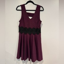 Purple with black lace Alya thick strap dress size large