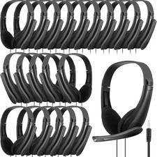 20 Pack Bulk Classroom Headphones with Microphone Students Kids Wired School ...