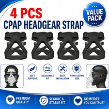 4 PCS CPAP Full Face Mask Headgear Strap Replacement Soft Adjustable Black Set