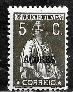 HICK GIRL-  MINT PORTUGAL-AZORES STAMP   SC#171  1923  CERES ISSUE    H384