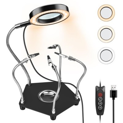 Lytool Helping Hands Soldering Station with 3X Magnifying Glass Dimmable LED,...