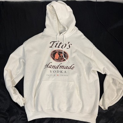 Tito's Handmade Vodka White Pullover Hoodie Sweatshirt Men's L