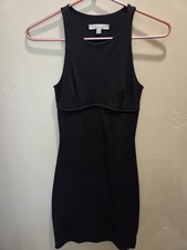 Gaze Black Dress Size XS Mini Ribbed Bodycon Lined Fun Flirty Party Time-00504