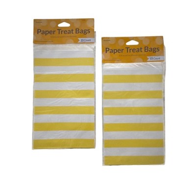 Creative Converting Yellow White Striped Paper Treat Bags 30 Count 073420