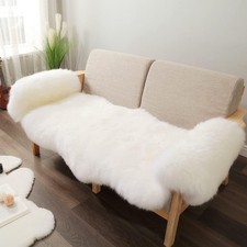 Premium Genuine Fur Sheepskin Rug Real Double Pelt/2ft x 6ft, Creamy White