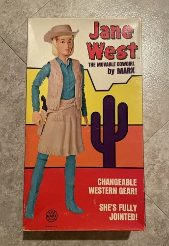 1960s Marx Jane West Doll 2067 Vintage Cowgirl 11" Figure w/Box & Accessories