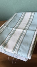 Heavy Cotton Fabric Lot 46 x 143 Blue Stripe Upholstery Drapery Material