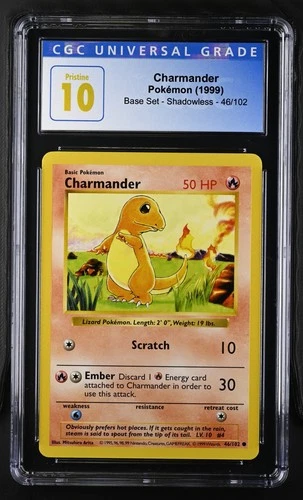 Charmander 046 Base Set Shadowless Blue Label CGC 10 PRISTINE LOW POP 20