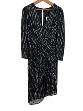 Express Dress Medium Black Silver Midi Cocktail Party Wedding Guest Elegant $118