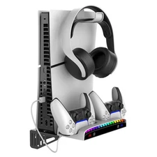 Wall Mount Bracket Charging Dock with RGB LED Light for PS5 PRO/PS5 Slim/PS5