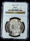 1881 CC Morgan Silver Dollar NGC MS-62