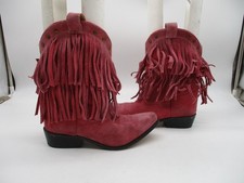 Shyanne Pink Suede Fringed Western Cowgirl Boots Girls Size 3