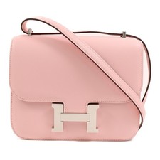 Mini Bolso de Hombro HERMES PHW Constance Veau Swift Cuero Rosa Sakura