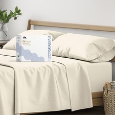 Mayfair Linen 100 Organic Cotton Sheets Queen Size - 4 PC Ivory Organic Cotton