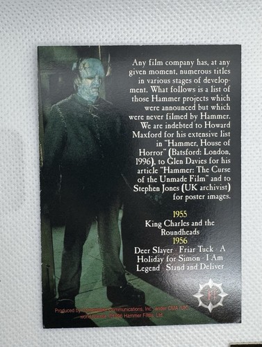 HAMMER HORROR SERIES 2 Complete 6 FOIL CHASE TRADING CARD SET CORNERSTONE 1996 - Picture 3 of 13