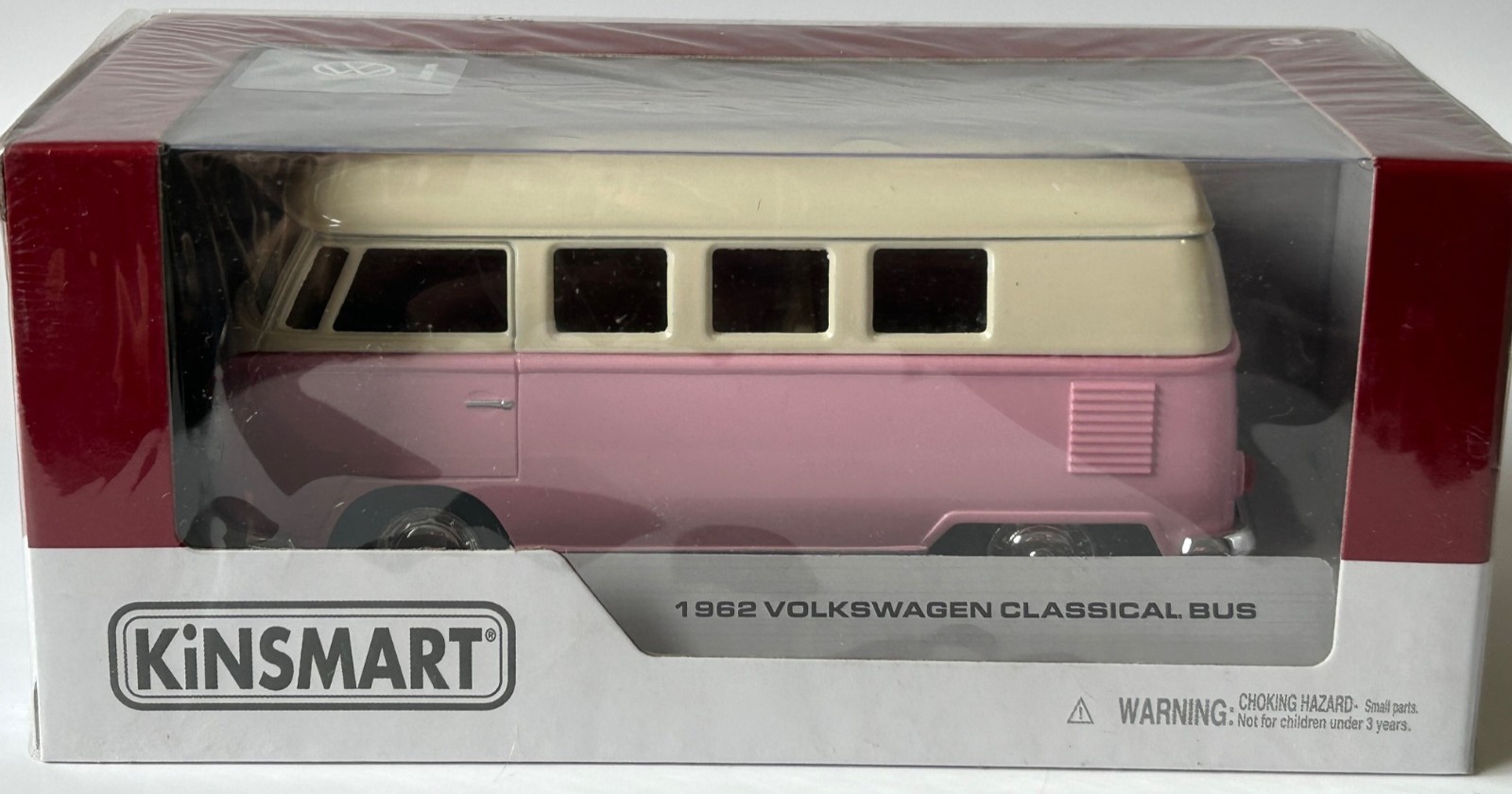 1962 Volkswagen Germany Car Bus Model Toy Diecast Pink 1:32 Scale Kinsmart