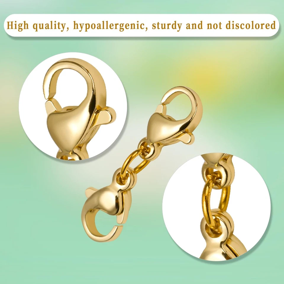 22mm Double Lobster Clasp Extender Set for Jewelry Making - 4 Pcs Gold - Image 3 of 4