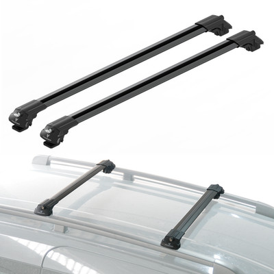 For SEAT ARONA 2017-2025 LOCKING ROOF RACK CROSS BARS RAILS ALU BLACK SET