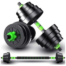 Kit 2in1 Bilanciere + Manubri Con Pesi Regolabili Componibili Palestra Tot 20kg