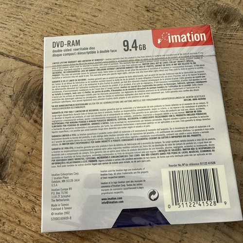 Imation Type 4 DVD-RAM 9,4 GB - Dyski dwustronne, 5-pak - Nowe zapieczętowane - Zdjęcie 2 z 4