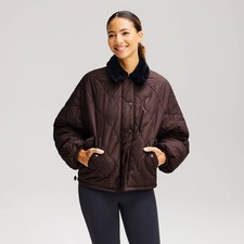 Women's Quilted Jacket with Fur Collar - All In Motion Dark Brown L