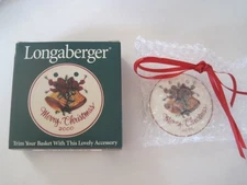 LONGABERGER TIE-ON W/ Ribbon & Box Merry Christmas Bells 2000
