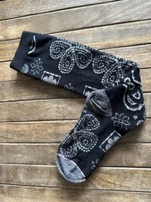 Vtg Black White Floral Knee High Cotton Blend Socks Sz 5-8