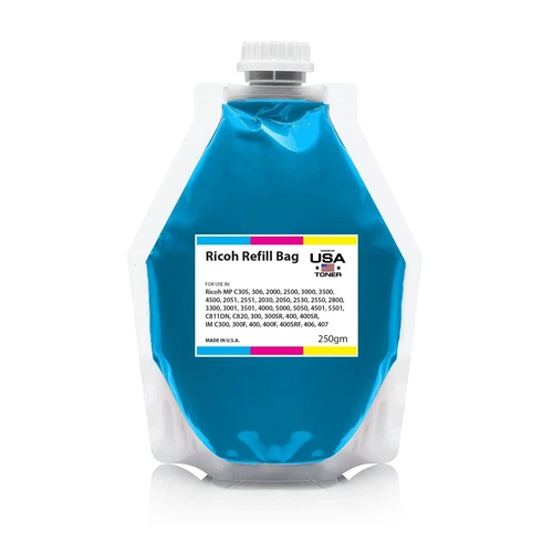 Cyan Refill Toner for use in Ricoh MP C2000 MP C3000 (250 gm) x 12 bags
