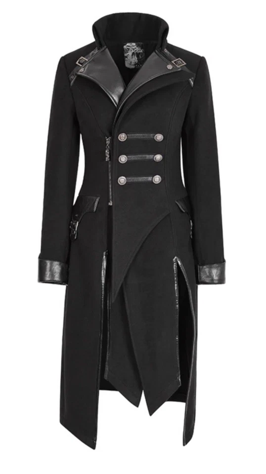 Nuevo con etiquetas Abrigo Chaqueta Negro Steampunk Steampunk Gótico Metal Militar Nuevo PUNK RAVE Med. Foto 4 de 4