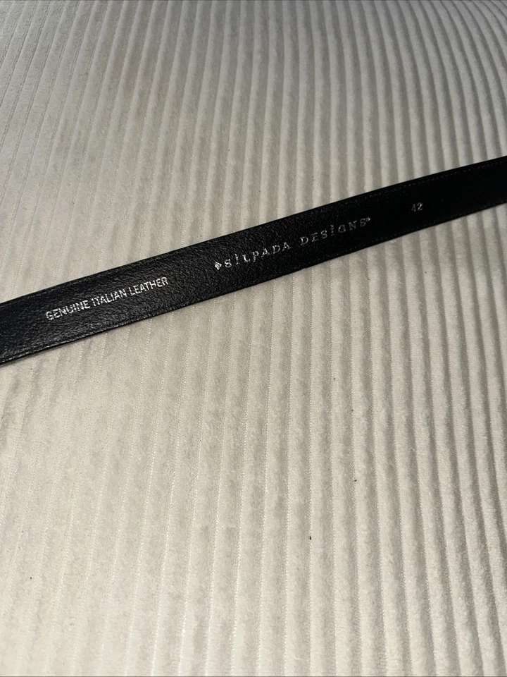 Silpada Jewelry Designs 42” Black Leather Belt Silver Accents Italian Leather L - Image 4 of 4