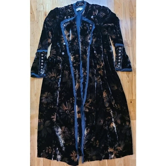 🆕️ Chaqueta Larga Plumero Manga Abullonada Terciopelo Avellana Free People Capricho Medio Foto 2 de 4