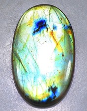 59 Ct 5X30X51 mm Natural Green Fire Labradorite Oval Cabochon Gemstone QY-40