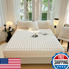 Plush Shaggy Fitted Sheet Queen Size-Velvet Fitted Sheet Faux Fur Bottom Sheet w