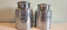 2-Large Stainless Steel Tea Tin Canisters w/ Double Lid AirTight container