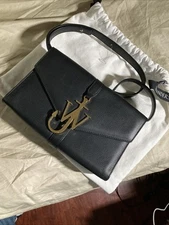 JW Anderson Anchor Logo Bag Black  leather shoulder strap