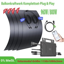 Balkonkraftwerk 960W | 800W Komplettset mit Flexibel PV-Modul Mono Solarpanel