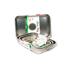 TEGLIA DA FORNO LASAGNERA IN ACCIAIO INOX ANTIADERENTE CM 25 30 35 40 STEEL PAN