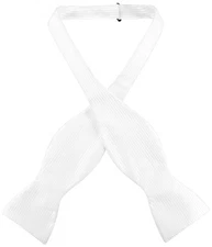 Antonio Ricci SELF TIE Bow Tie Solid WHITE Color Ribbed Pattern Mens BowTie