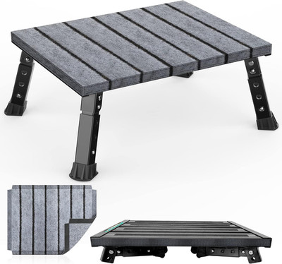 Large Platform RV Step with Cloth Cover and Anti-Slip Surface, 3-Level Adjustabl