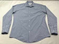 Mizzen & Main Shirt Mens Medium Blue Standard Fit Leeward Performance Gingham
