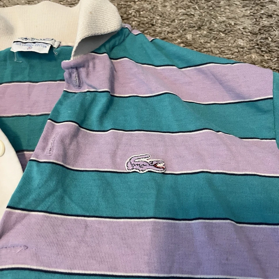 Vintage iZod lacoste striped polo shirt thin soft multicolor size 20 - Image 2 of 4