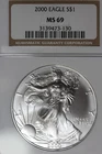 2000 NGC MS69 AMERICAN SILVER EAGLE #B51908