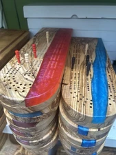 Olive Wood Cribbage Game Board Hand Made