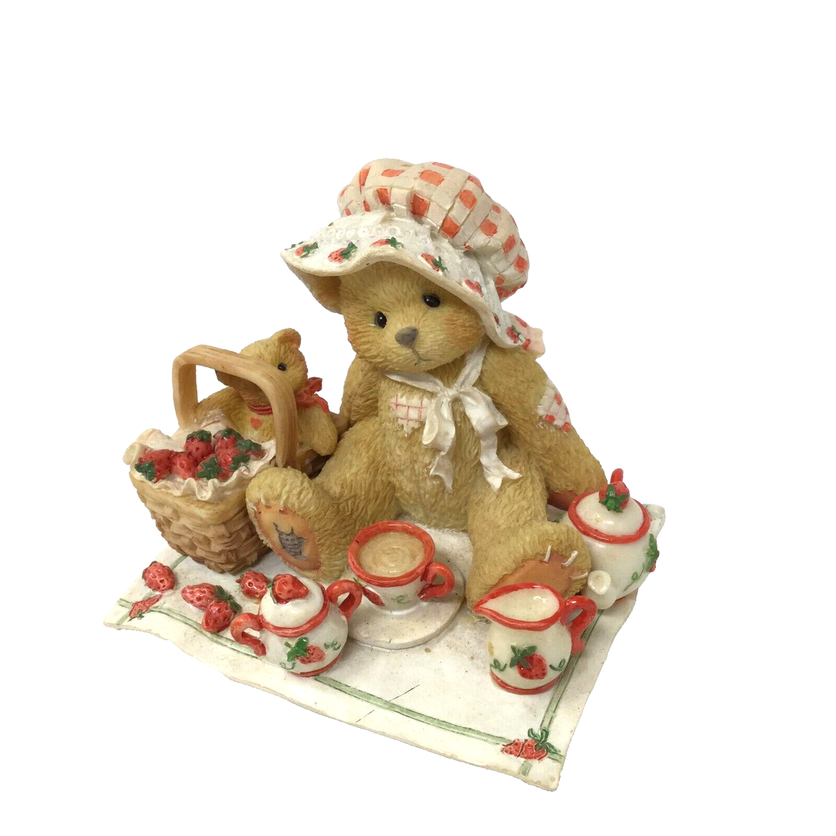 Cherished Teddies Thelma Cozy Tea For 2 Figurine Strawberries