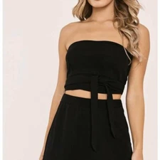 IN THE STYLE  KILLISA BERRY BANDEAU TOP BLACK SIZE UK 14 rrp £30 NH10 LL  17