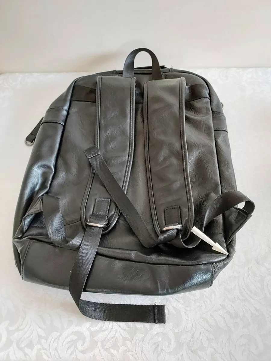 Large black top leather rucksack