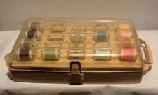 Vintage Wm Thomas & Sons Travel Sewing Thread Notions Storage Box Carry Handle