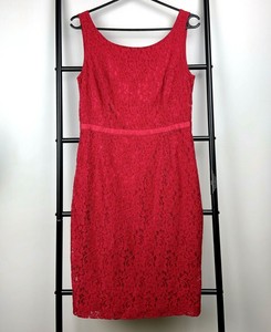 Review Sz 10 Hot Pink Floral Lace Pencil Dress Feminim Wedding Party